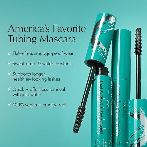 Thrive Causemetics Liquid Lash Extensions Mascara, Tubing Thrive Mascara Lengthening, Volumizing & Curling, Smudge Proof, Washable, No Clumping or Flaking, Vegan & Cruelty Free, Brynn (Rich Black) thumbnail 2
