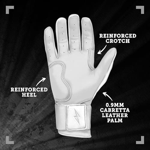 BRUCE BOLT Chrome Series Long Cuff Batting Gloves - Multiple Colors - Adult & Youth Sizes thumbnail 3