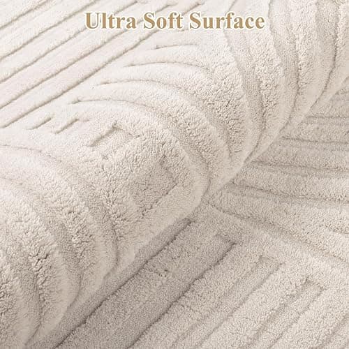 Pauwer 5x7 Washable Area Rugs for Living Room Modern Beige Solid Color Soft Fluffy Rugs for Bedroom Non Slip Boho Accent Indoor Mat Floor Carpet Cover for Kids Room Dining Room Kitchen Office thumbnail 3