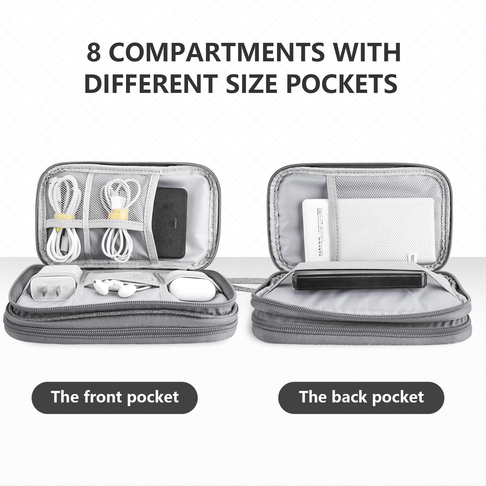 Teskyer Cable Organizer Bag, Portable Travel Cord Organizer case, All in One Waterproof Electronics Accessories Storage Bag for Cables, Chargers, Earphones, Hard Drives, Power Bank, 8.5 x 5 inch thumbnail 6