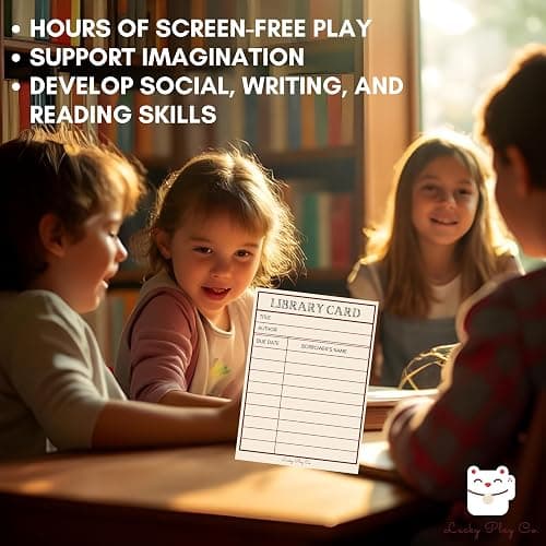 Library Play Notepad for Kids – Pretend Librarian Library Card Books Imaginative Role-Play Playtime Pad – Large 5x7” Notepad, 50 Pages, Made in USA thumbnail 4