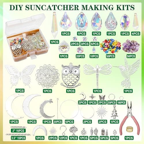 Worgree DIY Suncatcher Kit 460pcs Sun Catchers Making Supplies Art and Crafts for Adults Hanging Prism Sun Catcher with Crystals Ball Indoor Window Home Wedding Garden Festival Decor Gifts thumbnail 4