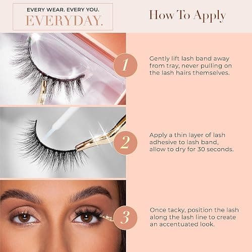 Lilly Lashes Everyday Blushing Natural Lashes, Faux Mink Natural Eyelashes, False Eyelashes Everyday Use, Individual Lashes Reusable up to 20x, No Lash Glue Included (13mm) thumbnail 7