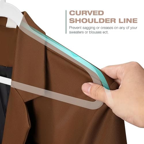 Uinicor 50 Pack White Velvet Hangers,Non Slip,Heavy-Duty,Slim,Space Saving,with Felt Surface and Gold 360°Swivel Hook,for Pants,Outfit,Skirts,Suits,Coats,Dresses ect. thumbnail 5