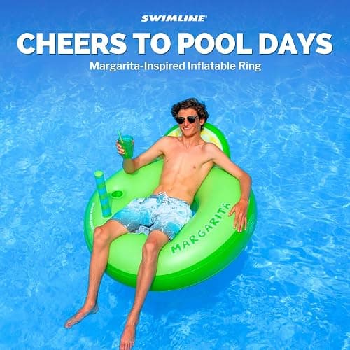 Swimline Margarita Pool Ring with Cupholder & Backrest – Inflatable Lounge Float with Fun Design for Adults & Teens – Durable Vinyl Ring for Pool, Lake, or Beach – Easy to Inflate and Store thumbnail 3