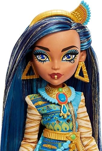 Monster High Doll, Cleo De Nile with Blue Streaked Hair in Signature Look with Fashion Accessories & Pet Dog Tut thumbnail 5