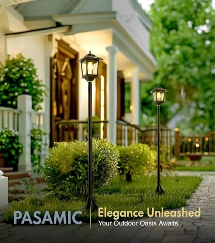 PASAMIC 63" Solar Lamp Post 2Pack, Outdoor Lights Waterproof, Pole Lights Outdoor, Floor Lamp for Patio, Warm White, Replaceable Bulb thumbnail 6
