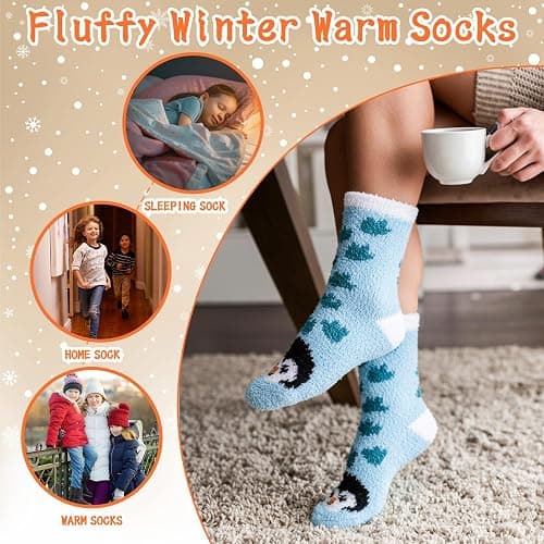 Yearntown 8 Pair Fuzzy Sock for Women Unisex Cozy Fluffy Soft Sleep Socks for Winter Sports Outdoor Christmas Gifts thumbnail 7