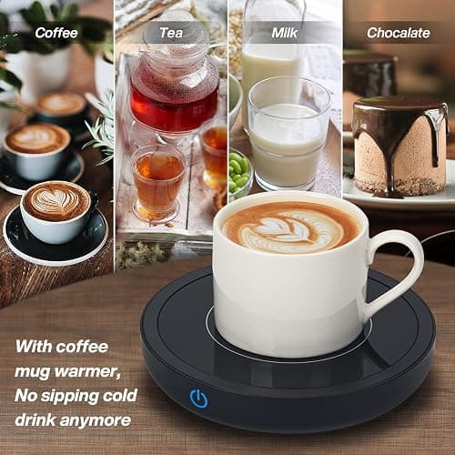 Coffee Mug Warmer, Electric Cup Warmer Smart Hot Plate Warmer Up to 80℃ for Desk,Coffee Warmers with Auto Shut Off & 3 Temperature Settings for Heating Coffee,Tea,Milk,Cocoa (Black, No Mug) thumbnail 6