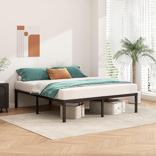 HLIPHA Metal Platform Bed Frame 14 Inch Tall,No Box Spring Needed,Full Size Bed with Heavy Duty Strong Support Slats,Easy to Assemble,Black thumbnail 2