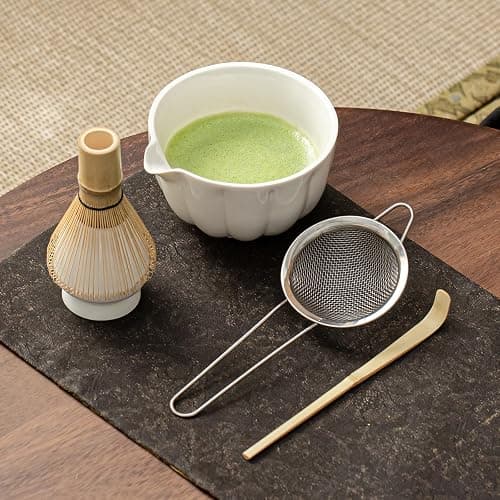 SFTXEY Matcha Whisk Set, Matcha Set Includes Ceramic Matcha Bowl, Bamboo Whisk, Scoop, Chasen Holder, Sifter, 5 Pcs Perfect Matcha Kit for Macha Lover (Pearl White) thumbnail 4