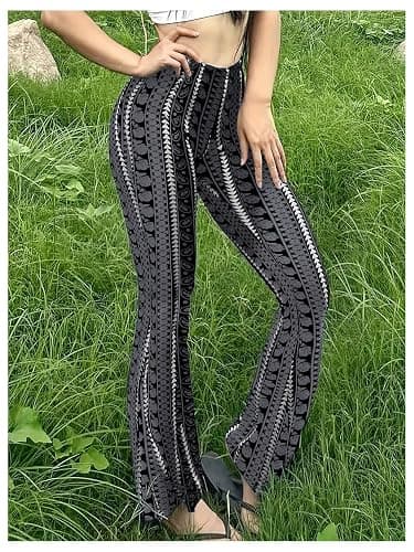 Milumia Women's Boho Yoga Leggings High Waisted Hippie Flared Pants Bell Bottoms thumbnail 2