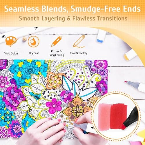 SiwaQio Alcohol Markers with APP, 168+2 Colors Dual Tip Art Marker for Adults Coloring Books, Alcohol Based Illustration Markers Set for Adult Artist Drawing Sketching Painting Lettering Cards thumbnail 6