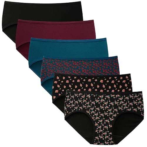 INNERSY Womens Underwear Cotton Hipster Panties Regular & Plus Size 6-Pack - Image 1