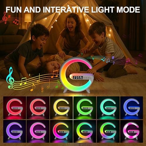 Kangtaixin Wake Up Light Alarm Clock for Kids, LED Table Bedsides Lamp with Sunrise Simulation, Sleep Aid, Snooze, Bluetooth Speaker, Night Light for Bedroom Decor, Birthday, Christmas Gift thumbnail 3