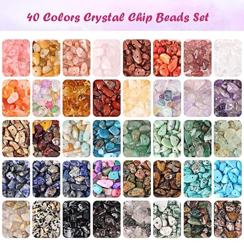 QUEFE 720pcs Crystal Chips Beads Ring Making Kit, 40 Colors Crystal Chips and Gemstone Beads for Jewelry Making Crystal Beads for Ring, Bracelets Earring Making Supplies, Craft Gifts thumbnail 3
