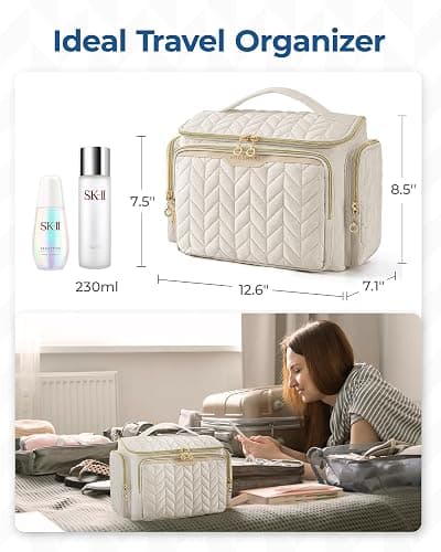 BAGSMART Travel Toiletry Bag, Large Wide-open Travel Bag for Toiletries, Makeup Cosmetic Travel Bag with Handle-Black thumbnail 6