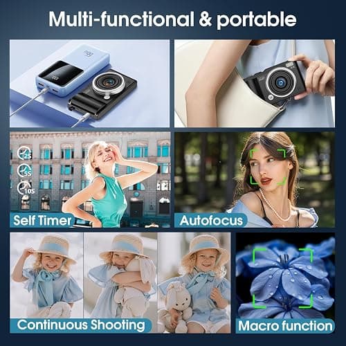 4K Digital Camera for Photography, 64MP Vlogging Camera for YouTube with 180° Flip Screen and Macro Function, 16X Zoom UHD Autofocus Video Camara with 32GB SD Card for Kids Teens Boys Girls thumbnail 4