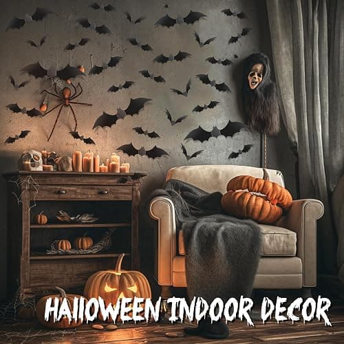 140Pcs Bats Halloween Decor, Real Scary Bat Stickers for Halloween Party | PVC 5 Sizes 3D Bats Wall Decord for Halloween Decorations Indoor Outdoor Home Bedroom Bathroom Door Window Office Kitchen thumbnail 9
