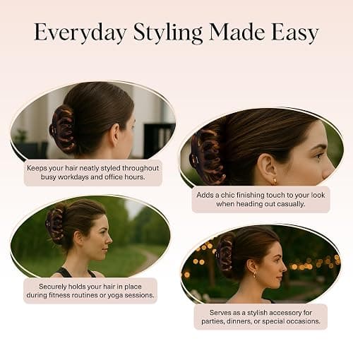 Kitsch Hair Clip Octopus Style - Secure Hold Large Claw Clip, Hair claw clips for thick hair, hair accessories for women, Hair accessories for girls, Hair clips for women, Black & Tortoise, 2pcs thumbnail 6