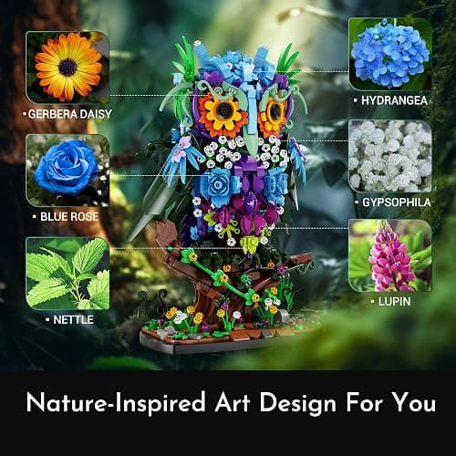 Sillbird Flower Owl Building Sets for Adults Christmas Creative Gift Ideas for Women Men Mom Her, Home Decor Display or Table Centerpieces - Buildable Floral Animals Botanical Model Collection thumbnail 4