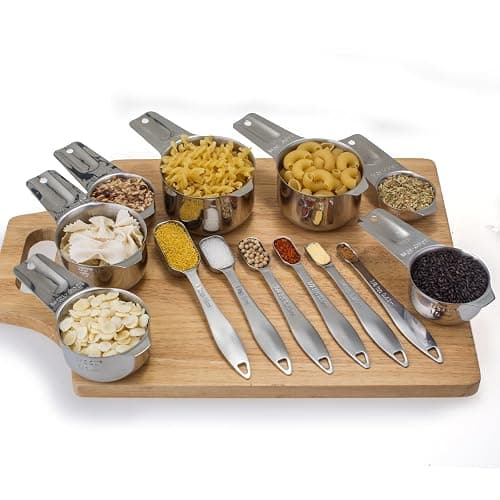 13-piece Measuring Cups and Spoons Set, 18/8 Stainless Steel Heavy Duty Ergonomic Handle with Ring Connector, Silver thumbnail 6