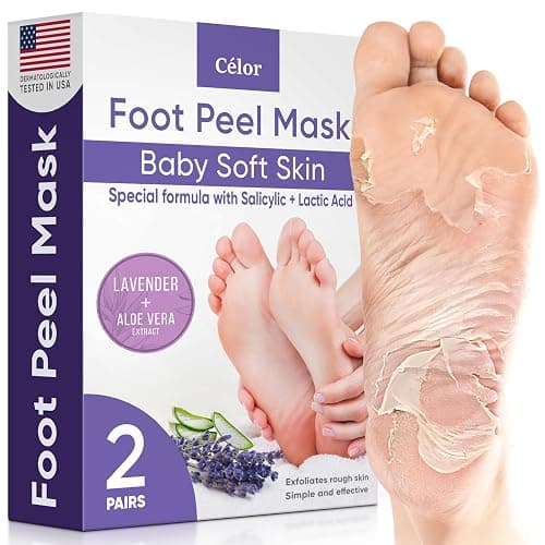 Foot Peel Mask - Foot Mask for Baby Soft Skin - Remove Dead Skin, Dry, Cracked Feet & Callus, Foot Spa, Made with Aloe Vera Extract for Women and Men (2 Pair (Pack of 1), Lavender) - Image 1