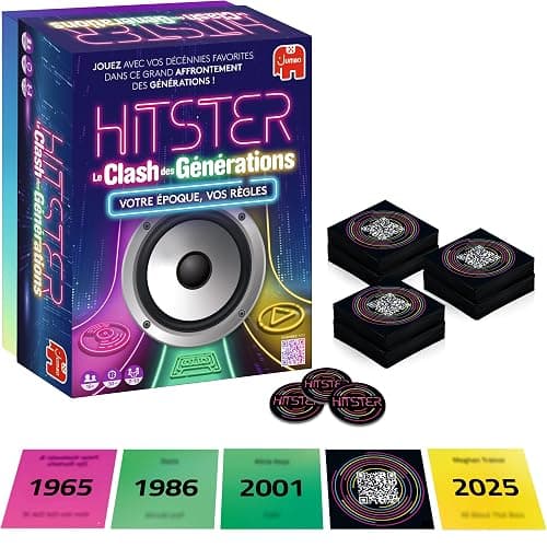 Hitster - Clash des Générations – Jeu de Société - 2-10 Joueurs - 16 Ans + | Jeu Musical avec 420 Hits, 3 Epoques - Vinyle, Cassette, Streaming - Jeu de Cartes - Soirées, Famille, Adultes - 30 Min, FR - Image 1