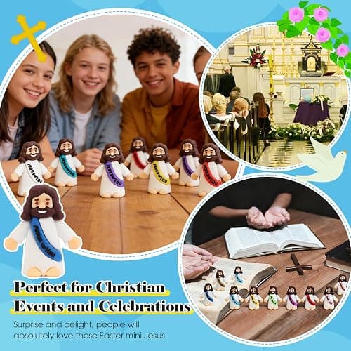 HSDJLXZ 36 Pack Little Jesus Figurines in Bulk, Mini Jesus Loves You Figures, Small Jesus Figurines, Tiny Jesus Figures for Church Christmas Party Favors Religious Easter Gifts for Egg Stuffers thumbnail 7