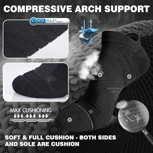 Hylaea No Show Running Athletic Anti-Blister Wicking Coolmax Socks, Seamless Anti-odor thumbnail 5