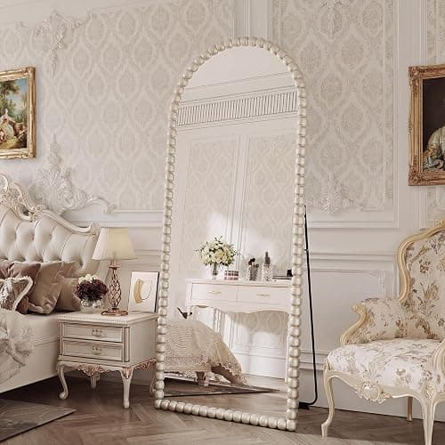 FlyEcho Antique Silver Full Length Mirror 71x28 in, Beaded Standing Mirror | Vintage Arched Large Floor Mirror with Stand Wall Mounted Mirror Decorative for Bedroom Living Room Cloakroom, PU Frame thumbnail 5