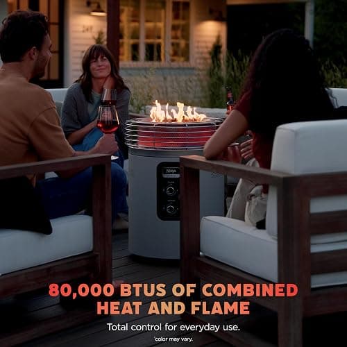 Ninja Fireside360™ Outdoor Heater & Fire Pit | 3 Modes: Flame, Heat, Flame & Heat | Portable for Patio, Deck, Camping, Beach | Easy Control Smokeless Flames | Push to Start Ignition | Stone | OF101ST thumbnail 8