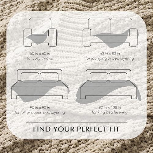 EVERGRACEHOME Chunky Chenille Knit Throw Blanket for Couch, Soft Luxurious Moss Stitch Blankets for Bed, Cozy Decorative Farmhouse Knitted Throws for Sofa, Sand Dune, 50" x 60" thumbnail 8