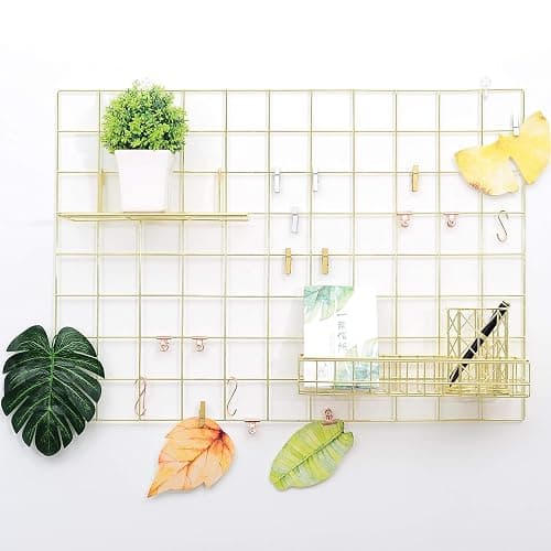 BULYZER Grid Wire Board,for Memo Picture Panel Wall Decoration for Room Office Mat Photo Hanging Art Display Frames Desk Storage Organizer,17.3" x 11.8"(2Pack) (Gold) thumbnail 8