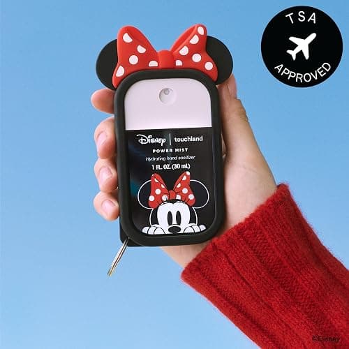 Touchland Disney x Minnie Mouse Hand Sanitizer & Case Set Travel Size | TSA ready Power Mist with skincare benefits. Disneyland-ready collectible bag charm case with Vanilla Blossom scent. thumbnail 7