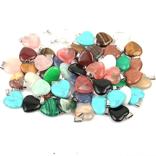 LE SKY 20 Pcs natural stone pendants heart shape healing stone charms for jewelry making thumbnail 8