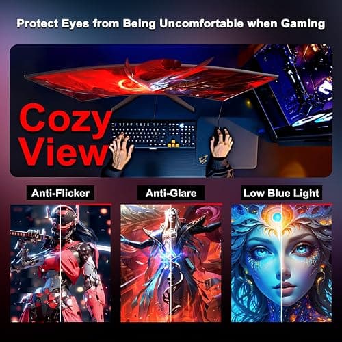SANSUI 27 Inch Curved Gaming Monitor 200Hz 180Hz 1ms with Speakers FHD 1080P Computer Monitor FreeSync|1500R|130% sRGB|HDR|Low Blue Light|HDMI DP Ports|VESA Mount|Metal Stand(HDMI Cable Incl.) thumbnail 7
