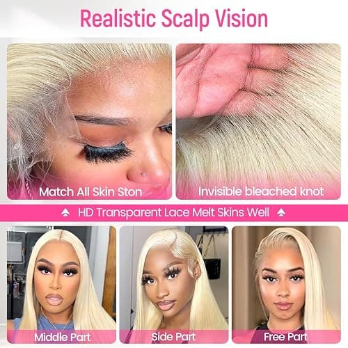 raztcrb 30 inch 613 Lace Front Wig Human Hair 200 Density 13x6 Blonde Wig Human Hair 613 Straight HD Lace Front Wigs Pre Plucked Blonde Human Hair Wig for Women thumbnail 3