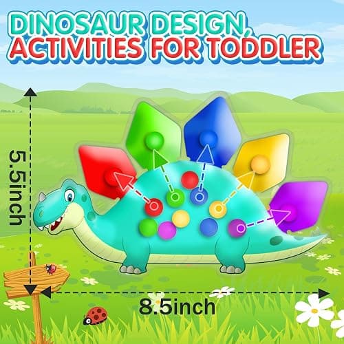 Christmas Stocking Stuffer Gift for Toddler Grandkid Boys Dinosaur Color Sorting Sensory Toy Fine Motor Roadtrip Travel Essential Autism Dementia Fidget Preschool Classroom Activities for Kid Aged 3-5 thumbnail 2