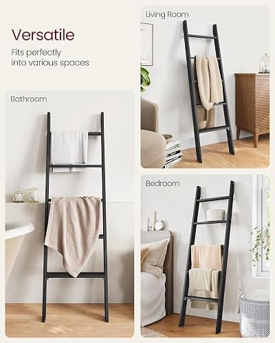 VASAGLE Blanket Ladder Decorative Farmhouse for The Living Room, 5-Tier Ladder Shelf, Ladder Rack for Storage and Decor, Ebony Black ULLS018B56 thumbnail 6