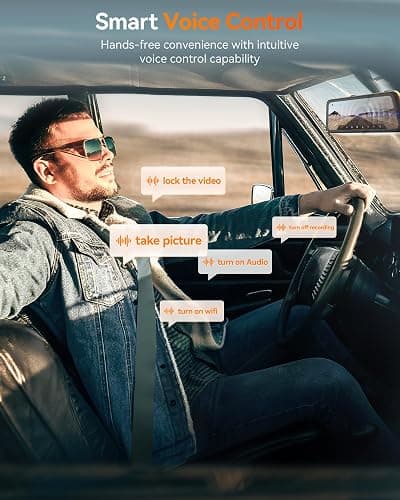 WOLFBOX G900 PRO Mirror Dash Cam with STARVIS 2 IMX678, 12 inches Rear View Mirror Camera with Front 4K and Rear 2.5K, Included 128GB Card, Voice Control, 5.8GHz WiFi, Loop Recording, G-Sensor & GPS thumbnail 5
