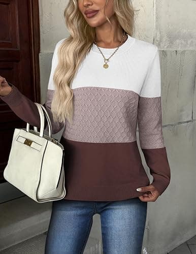 Zeagoo Womens Sweaters Long Sleeve Tops Crew Neck Knit Pullover Sweaters Fall Fashion 2025 Dressy Casual Basic Clothes thumbnail 2