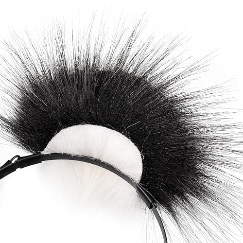 hbbhml Handmade Animal Fur Wolf Fox Ears Headband Cosplay Headwear Hair Hoop Head Accessories for Halloween Party thumbnail 8