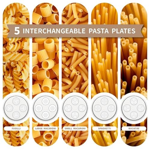 Metal Gourmet Pasta Press Attachment for Kitchenaid Stand Mixer, Pasta Maker Attachment with 5 Interchangeable Plates, Spaghetti Bucatini Fusilli Large/Small Macaroni thumbnail 3