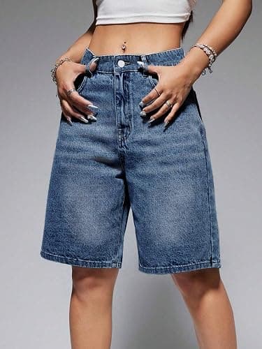 EMMIOL Women Jorts Baggy Jeans Jorts Outfits Mid-Low Waisted Denim Y2K Shorts Summer Hot Short Pants Streetwear thumbnail 4