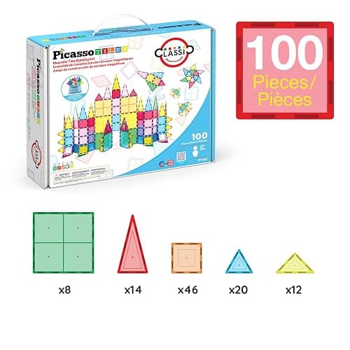 PicassoTiles 100 Piece Set 100pcs Magnet Building Tiles Clear Magnetic 3D Blocks Construction Playboards, Creativity Beyond Imagination, Inspirational, Recreational, Educational Conventional thumbnail 4