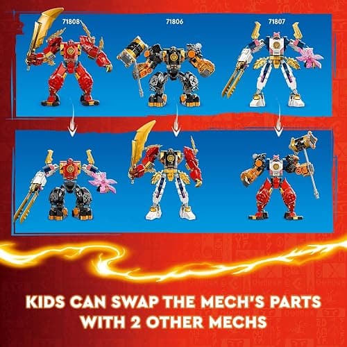 LEGO NINJAGO Kai’s Elemental Fire Mech Action Figure, Mini Ninja Toy for Kids with Customizable Red Ninja Figure Plus Kai and Zane Minifigures, Adventure Set for Boys and Girls Ages 7 and Up, 71808 thumbnail 3
