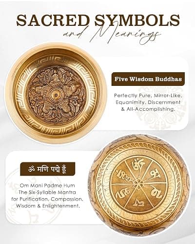 Tibetan Singing Bowls, Authentic Meditation Sound Bowls Handcrafted in Nepal for Yoga, Chakra Healing, Mindfulness, Self Care Spiritual Gifts for Women thumbnail 2