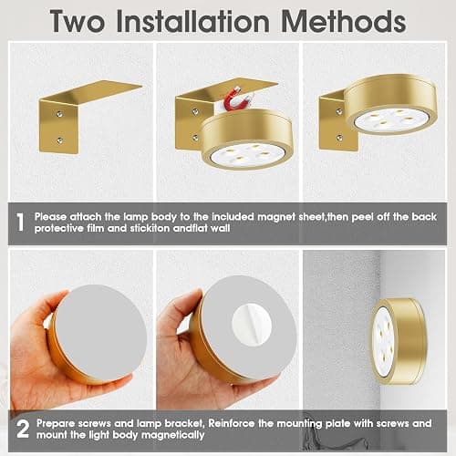 SIXDEFLY Picture Lights for Wall, 3 Lighting Modes Magnetic Art Display Light,Rechargeable Battery Operated Led Painting Light with Remote Control Dimmable & Timer,3Pack Gold thumbnail 5