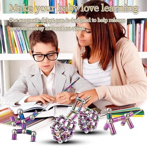 CNMTCCO Magnetic Fidget Pen with Balls Magnetic Pen for Decompression Ballpoint Magnet Pen Finger Toy Gift DIY Metal for Ages Teenage Boys Girls 8-15 to Relieve Stress and Anxiety thumbnail 4